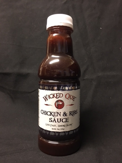 Wicked Que Chicken and Ribs Sauce, 19oz Bottle